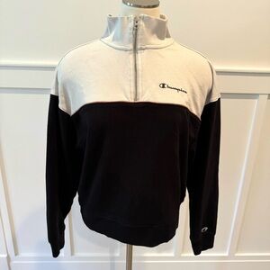 Champion campus colorblock quarter zip sweatshirt natural/black Medium